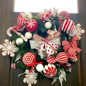 HANDMADE candy cane Wreath